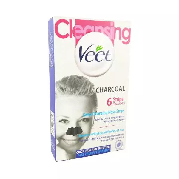 چسب پاک کننده بینی ویت (Veet) مدل Charcoal بسته 6 عددی رنگ سفید