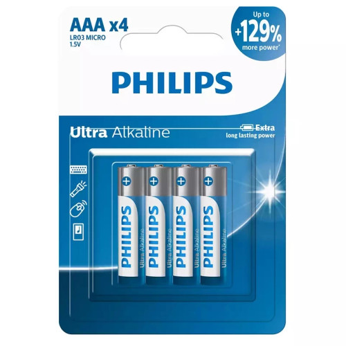 باتری نیم قلمی مدل Ultra Alkaline بسته چهار عددی فیلیپس