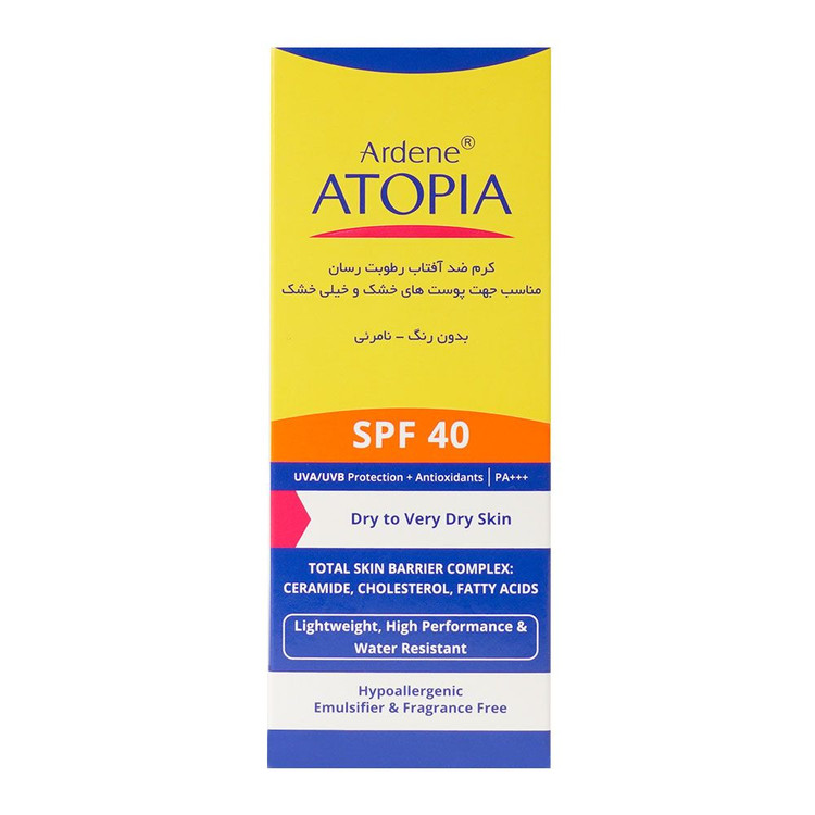 ضد آفتاب SPF40 پوست خشک اتوپیا مدل درای ریلیف آردن آتوپیا
