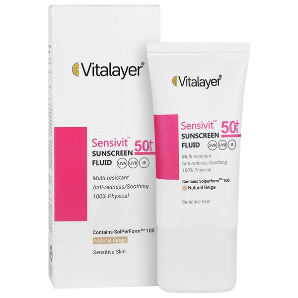 فلوئید ضد آفتاب بژ طبیعی سنسی ویت SPF50 ویتالیر