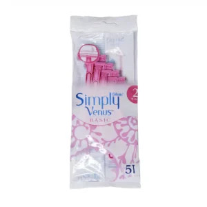 خودتراش دو تیغه ژیلت مدل Simply Venus صورتی بسته 5 عددی