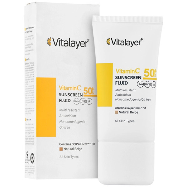 فلوئید ضد آفتاب ویتامین سی SPF50 (بژ طبیعی)